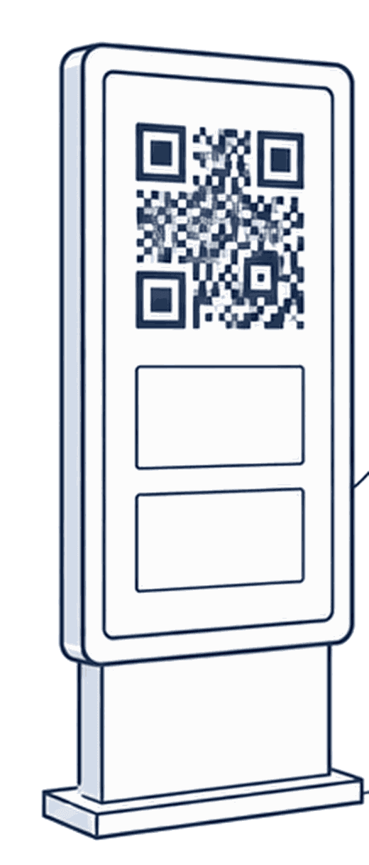 QRコードが貼られた案内板のイラスト