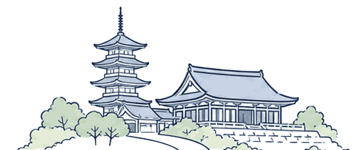 五重塔のある寺社のイラスト